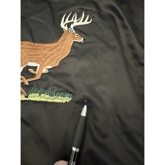 Hartwell Jacket Mens XL Black Nylon Satin Bomber Embroidered Deer Hunter Vintage - Picture 3 of 15